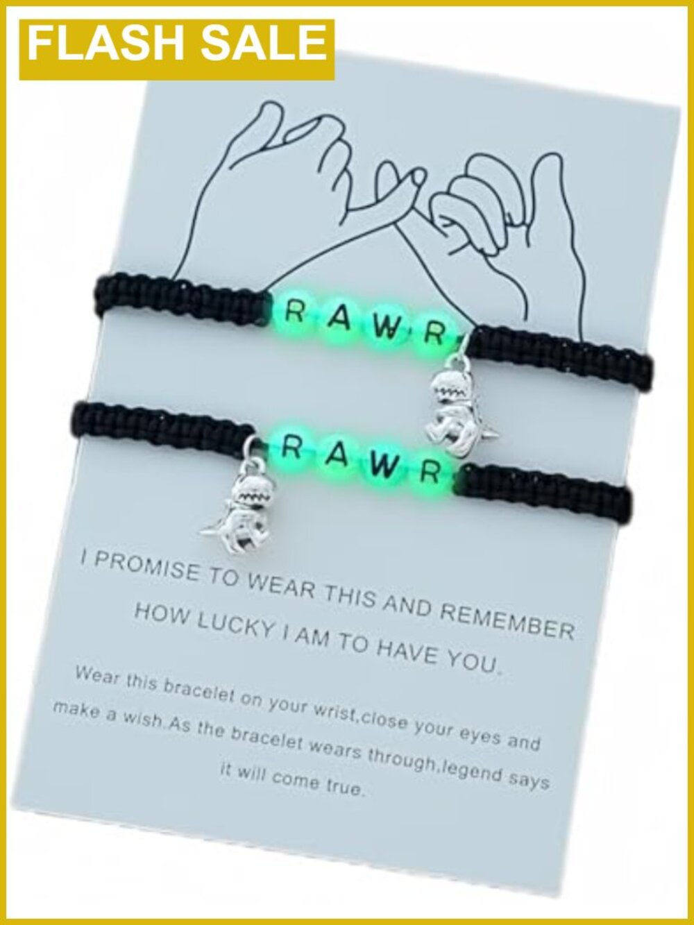 Glow in the Dark Dinosaur Charm Bracelet Set